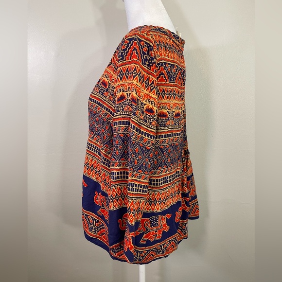 Anthropologie Vanessa Virginia "Mahdia" Peasant Top Southern Asian Prints 8 - Picture 4 of 10